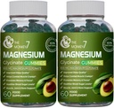 Magnija glikolāt Gumijas ar Ashwagandha un CQ10 Calm magnija kompleksu L-treonāts Vegan Ne-GMO 800mg Magnija glikolāt Gumijas magnija papildinājums - iepakojumā pa 2
