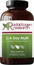 2/A dienas Multi----- pieaugušo multivitamīnu papildterapija Bez dzelzs un aktīvāfolāta Quatrefolic, helātu minerālvielas, A, B6, C, D, E, K, Riboflavin, Thiamin - 60 Veģetārās kapsulas