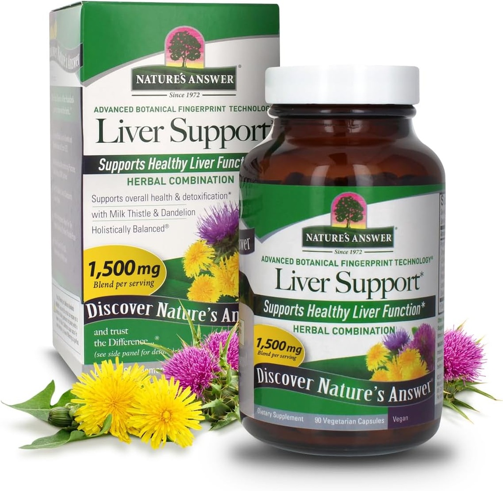 Dabas atbilde Aknu atbalsts - Ārstniecības augu kombinācija ar pienu Thistle & Dandelion - Uztura bagātinātāji - Veicināt veselīgu aknu funkcijas -- Kosher Sertificēts, Veģetārietis un Vegan 90 kapsulas