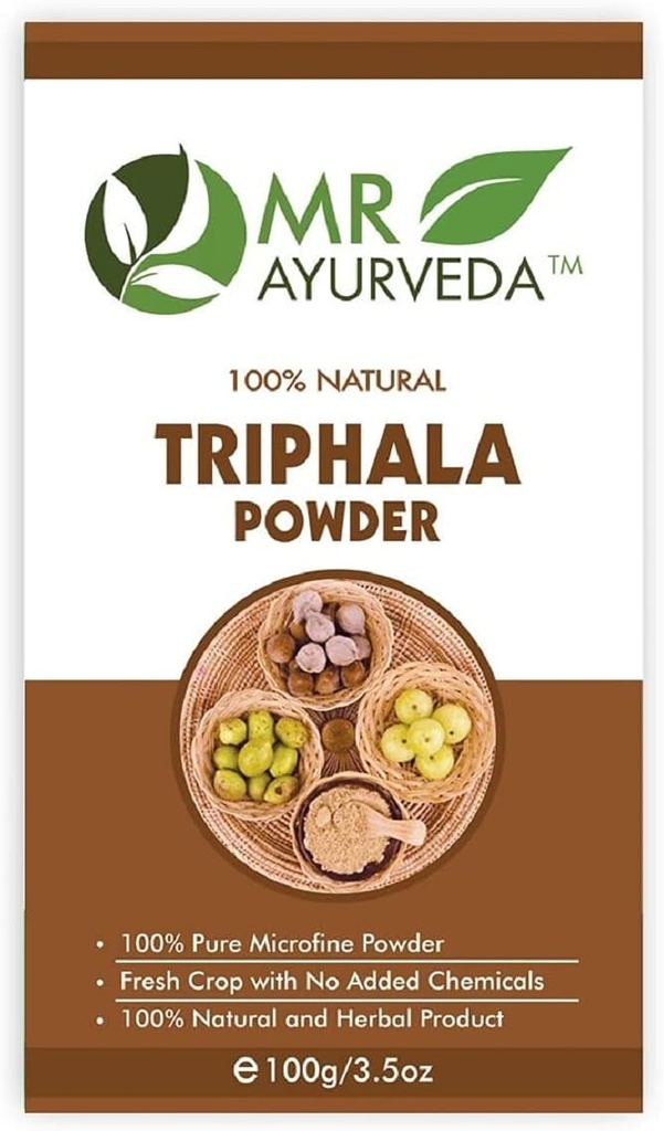 Vienpadsmit Zone 100 Pure Triphala Pulveris - Triphala Pulveris ādai -- Triphala Pulveris - Triphala Pulveris matiem -- Triphala Pulveris sejai -- Nav pievienots Ķīmiskās vielas, 100 Grams