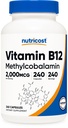 Nutricost Vitamin B12 (Methylcobalamin) 2000mcg, 240 Capsules, Gluten Free