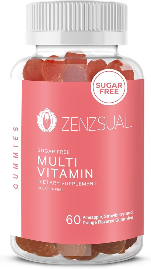 ZENZSUAL Multivitamīnu Gumies – Pieaugušo uztura bagātinātājs ar C vitamīnu, Biotīns, Cinks - garšīgs, bez cukura, želatīns-bez Imūnsupport Gumijas ikdienas labsajūtai (60 aromatizēti gumijas)