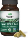 ORGANIC INDIA Tulsi Svētās Baziliks Kapsulas - Svētais Baziliks ekstrakts - Svētās Baziliks Lapu papildinājums, augu valsts papildinājums, Imūnsupports, Stress Relief, Vegan, Bezglutēna, Kosher, Organic, Non-GMO - 60 kapsulas