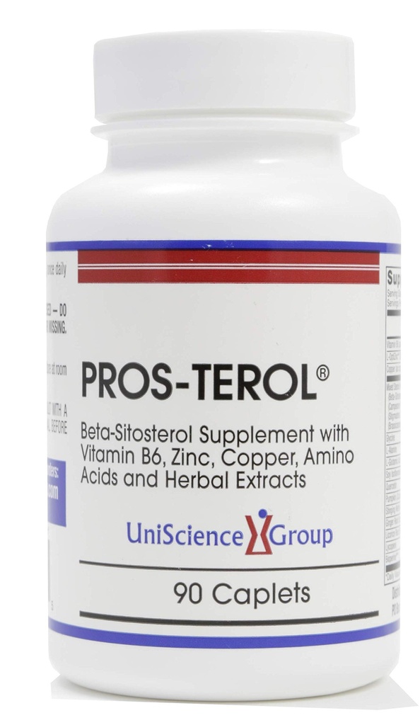 Pros-TEROL, prostatas atvieglojums ar 900 mg augu steroliem ar ķirbju sēklām, dzeloņainu kauliņu saknes, ingvera saknes, lakricas saknes ekstraktiem 90 Caplets