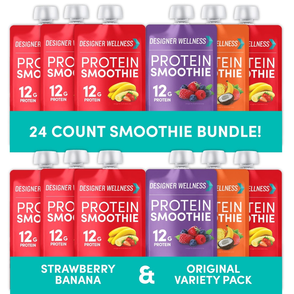 Dizainers Wellness Protein Smoothies Variety Pack un zemeņu Banana Bundle