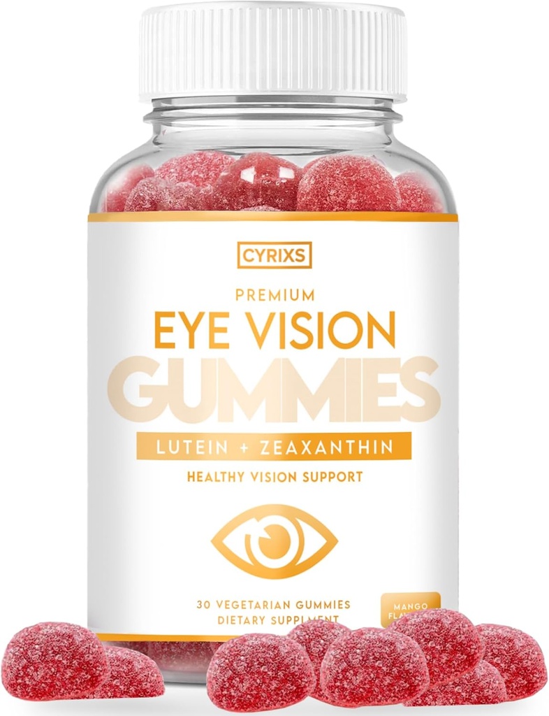 Generic Cyrix Health Acu redze Gumijas - Luteīns un zeaksantīna acu veselība Papildinājums pieaugušajiem - Delicious Mango uzputotās acis Vitamīni - Acu komforts un zilā gaisma Defense for Crystal-clear Vision