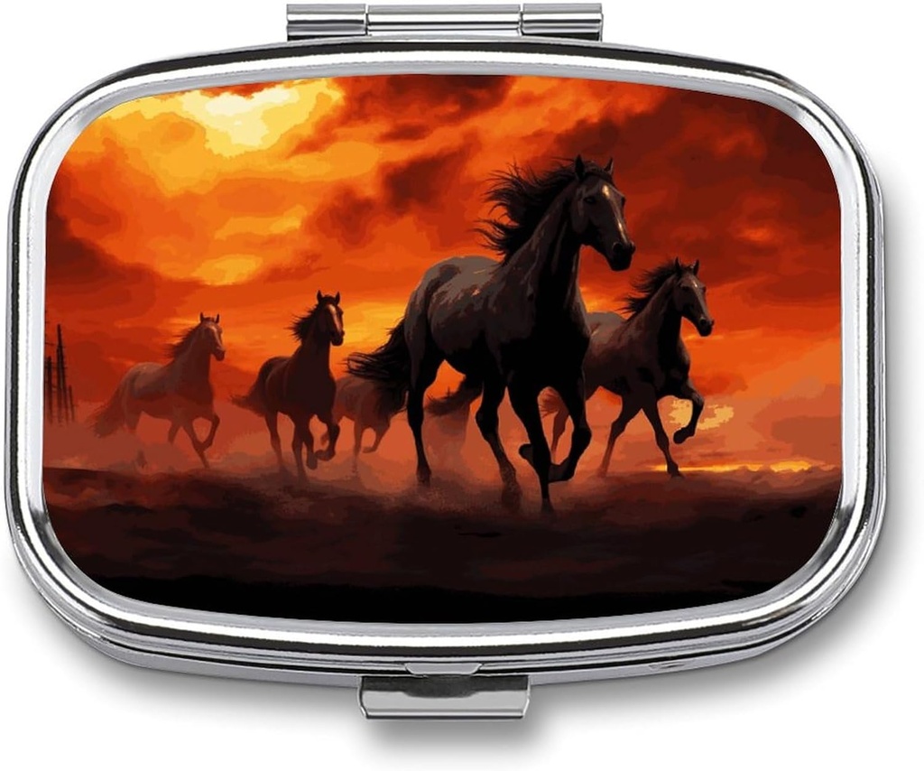 Zirgi Sarkans Glowing Mākoņi Square Pill Box, 2 iecirknis Dekoratīvs Pocket Pill Box kabatai vai Purse Portable Mini Travel Medicine Tablet Vitamīna turētājs Organizatora Pill Case