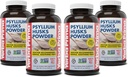 Yerba Prima Psyllium Husks pulveris - 12 oz (iepakojums no 4) - Dabīgs fiber papildinājums - Kolu tīrīšana - Gut veselība - Vegan, ne-GMO, bez lipekļa (jauna etiķete - iepakojums May Vary)