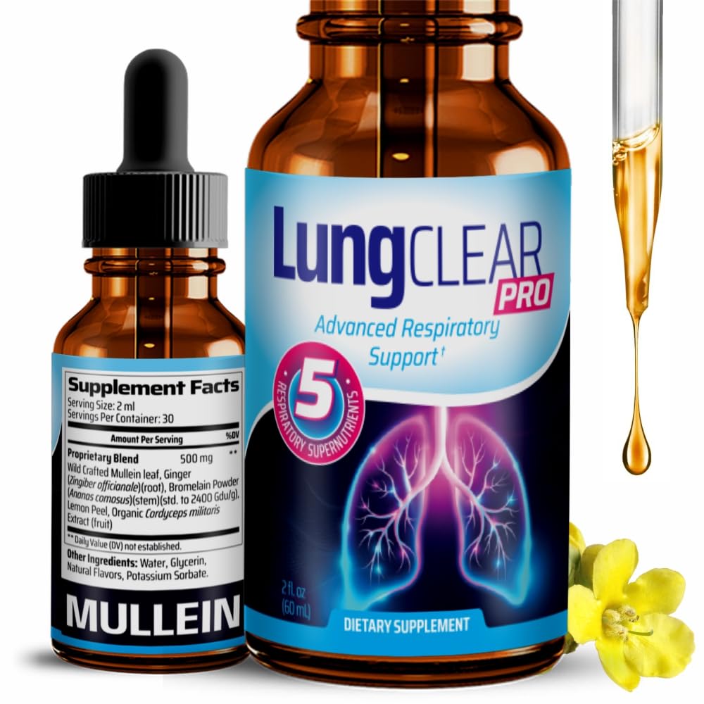Plaušu atbalsta papildinājums Drops ar Wild Mullein Leaf ekstrakts Lungs un Mucus Relief Support - 2 Fl