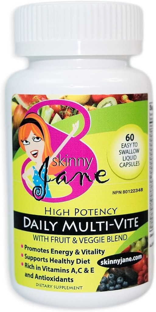 Skinny Jane Daily Daudz vitamīnu sievietēm – Atbalsta enerģiju, labsajūtu, un matu, ādas, nagus – Unikāls Auglis un Veggie Blend – 60 Viegli Norijiet šķidrās kapsulas