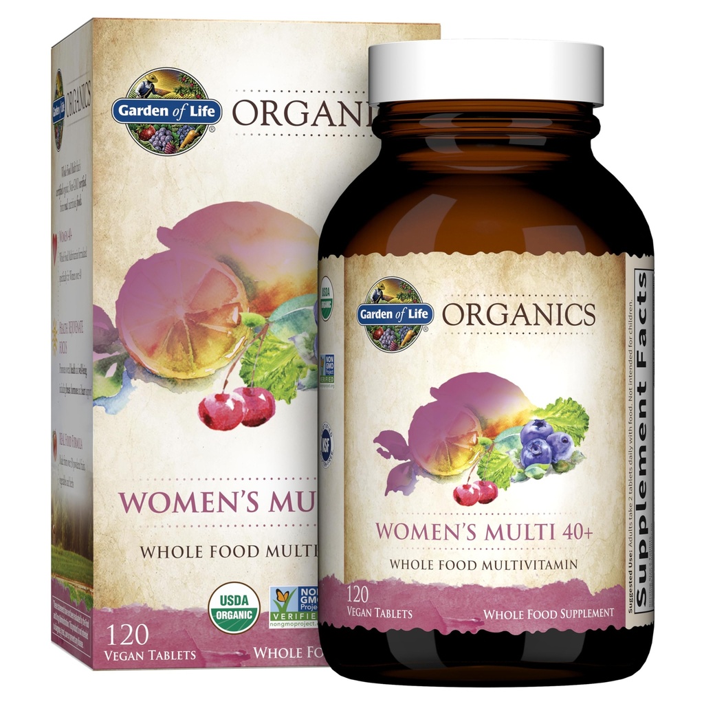 Dārzs dzīvības Multivitamīnu sievietēm 40 Plus, Organics Sievietes Vitamīni, Hormonu un Krūts Veselības Atbalsts Blend, Vegan, 120 Tabletes