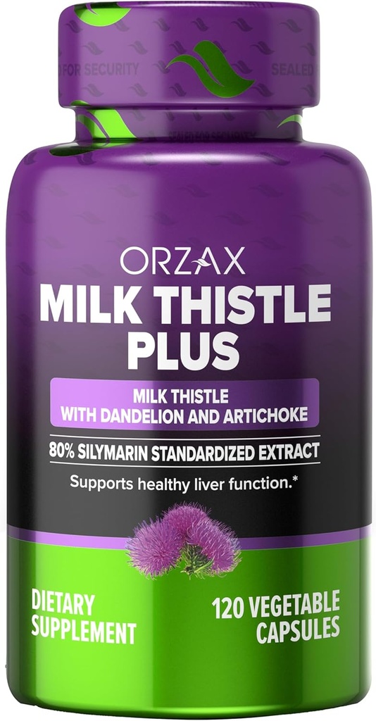 Orzax Milk Thistle 250 mg - Aknu tīrīt Detox & Remonts Atbalsts - Augu Papildinājums - 80% Silymarin Standartizēts, Dandelion Saknes & Artišoka ekstrakts - Vegan & Non-GMO - 120 Kapsulas - 120 Day Supply