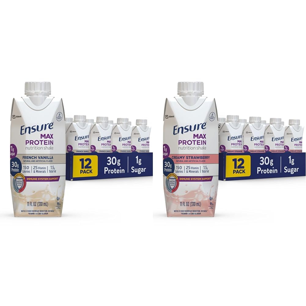 Nodrošināt Max Protein Nutrition Sakratiet ar 30g Protein & Max Protein Nutrition Sakratiet ar 30g Protein, 1g Cukura, High Protein Shake, Creamy Strawberry, 11 fl oz, (12 iepakojumā)