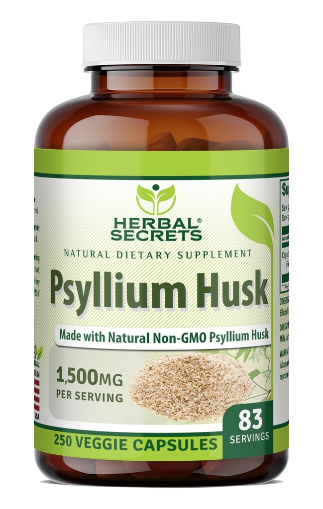 Augu Secrets Psyllium Husk Papildinājums - 500 Mg - 250 Veggie Kapsulas - ne-GMO -- bez glutēna Izgatavots ASV