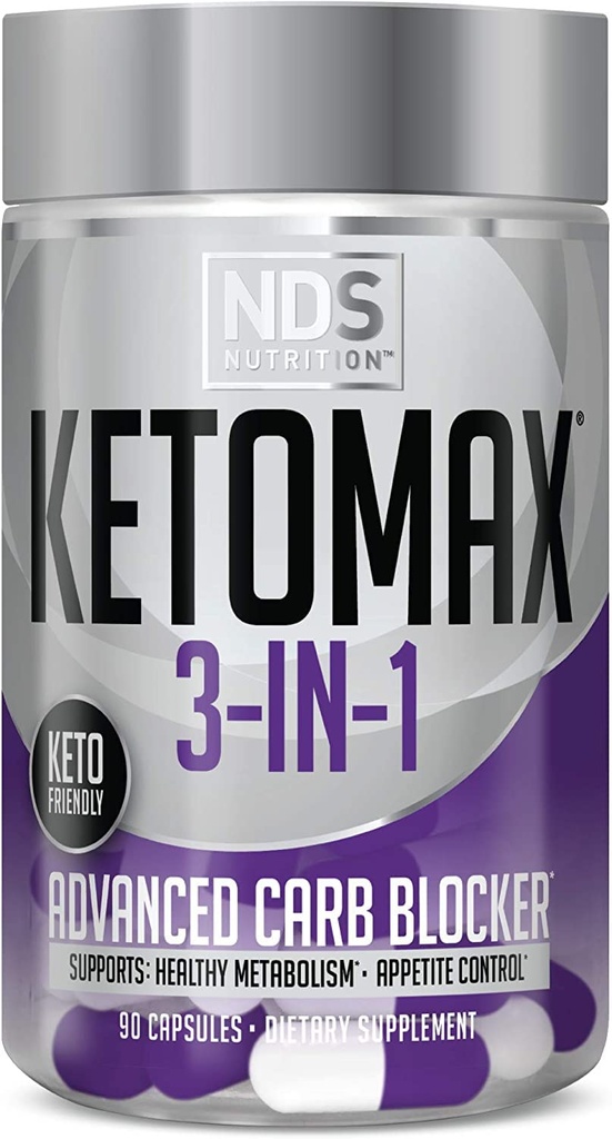 NDS Nutrition Advanced 3-in-1 - Keto tabletes tauku zudums Atbalsts Carb blokators Apetītes supresants - Balto nieru pupu, Chitosan, aveņu ketoni, un Vanadium (90 kapsulas)