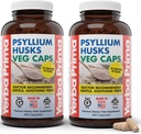 Yerba Prima Psyllium Husks Veg Caps, 400 kapsulas (625 mg) (2. iepakojums) - Vegāns, ne-GMO, bez lipekļa, kolonu tīrītājs, ikdienas fiber papildinājums Gut veselībai un regularitātei