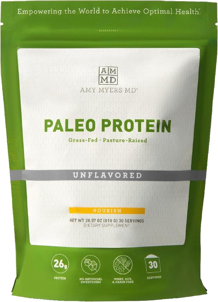 Amy Myers MD Paleo Protein Powder - Neuzliesmojošs, 20 Servējumi - kolagēna bāzes Gut funkcijas atbalsts - bez lipekļa un bez piena proteīna papildinājums