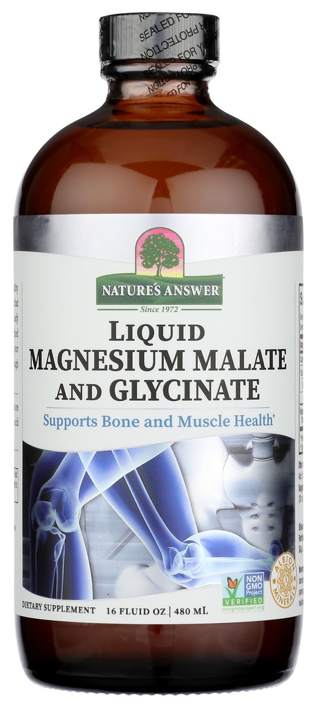 Magnija glicināts un magnija malāts Šķidrums - 16 Oz Magnija koncentrāts - Bez vegāna un glutēna - Kaulu, muskuļu un sirds un asinsvadu atbalsts - Piemērots visiem