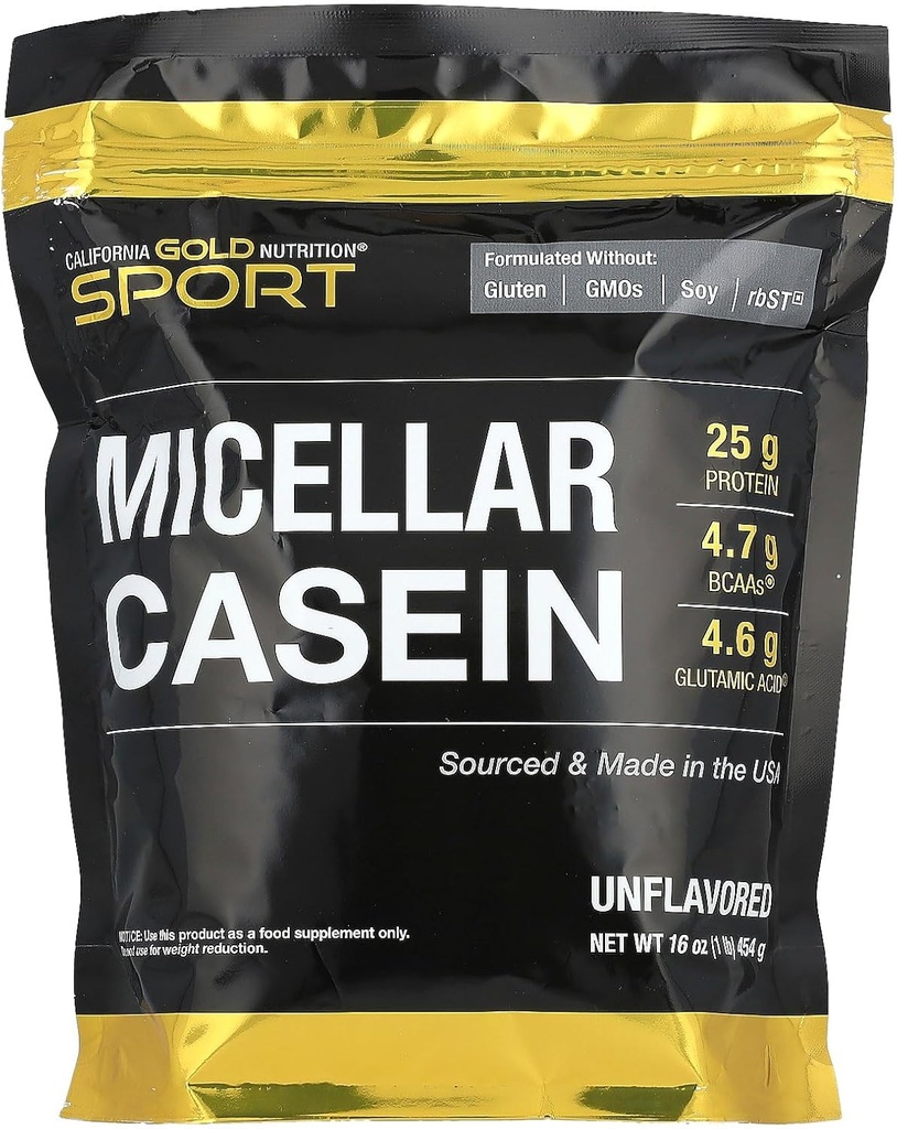 California Gold Nutrition Sport, Micellar Casein, Neuzliesmojošs, lēna absorbcija, 16 oz (454 g)