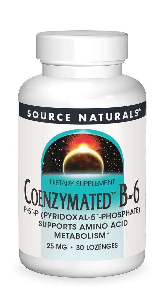 Avots Dabas Coenzymated B-6 25mg P-5 Piridoxal-5 Fosfāts ātri darbojas, Quick Izšķīdiniet Sublingual Vitamīnu Supports Aminoskābes Metabolisms - 30 Lozenges