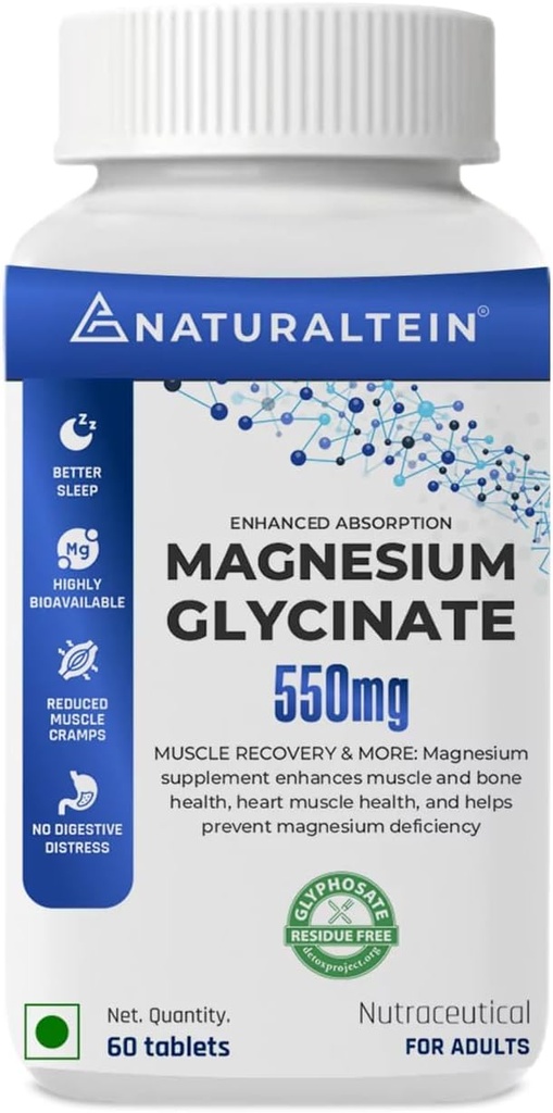 Magnija glicināts Papildinājums - 60 tabletes x 121 mg Elementārais magnijs, 555 mg Vienreiz dienā Sievietes šķīstoši helāti Bisglicināts labai veselībai un miegam - pārbaudīts un uzticams smagajiem metāliem