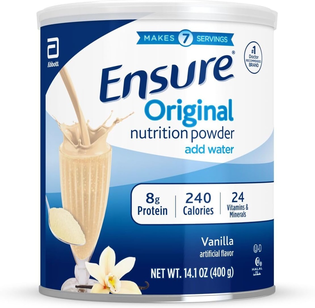 Nodrošināt Original Vanilla Nutrition Powder - Vanilla Protein Powder - - Small Meal Replacement Shake Mix - 8g Protein, 24 Vitamīni & Minerals - Imūnā veselība