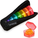 Small Pill Box, 7 Packs Travel Pill Case with Bag, Mini Pill Organiser for Pocket Purse, Daily Portable Medicine Vitamīnu Box, Fish Oil Box, Papildinājums Box
