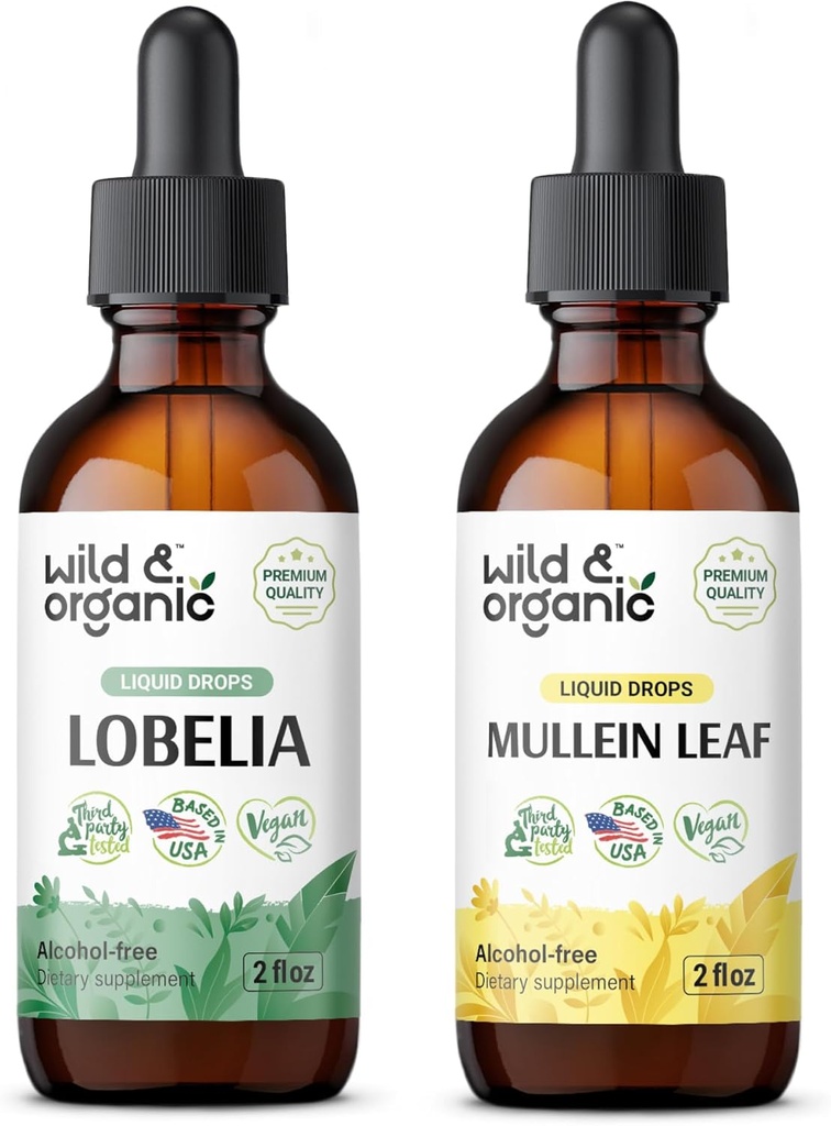 Wild & Organic Lobelia Tincture 2 fl oz & Mullein Tincture2 fl oz