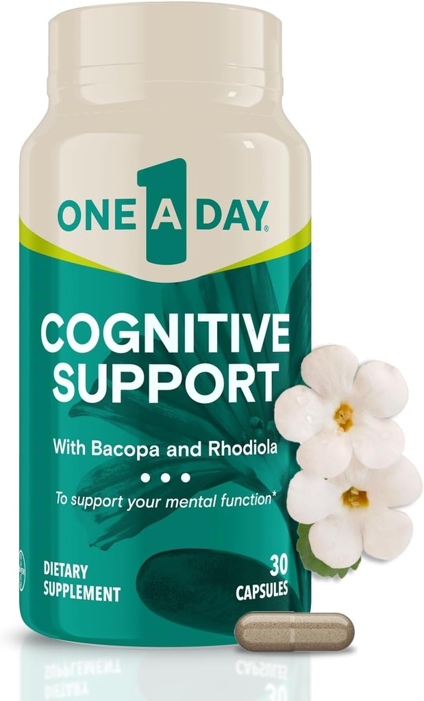 Viens diena kognitīvais papildinājums – smadzeņu papildinājums, lai atbalstītu kognitīvo sniegumu vīriešiem un sievietēm ar Bacopa. Ietilpst arī Rhodiola, & Holy Basil, 30 kapsulas (iepakojums May Vary)