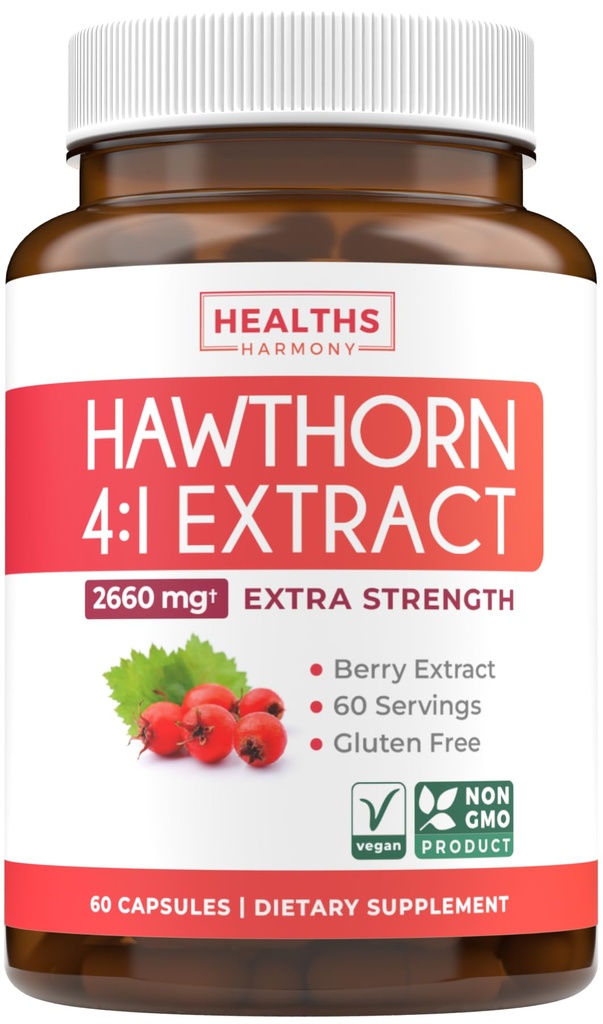 Super spēcīgs Hawthorn Berry Extract kapsulas - Hawthorn Berry papildinājums izgatavots no Extra Strength koncentrāta, lai atbalstītu sirds un gremošanas veselību - Vegan Non-GMO & Gluten Free (2 mēnešu piegādes)