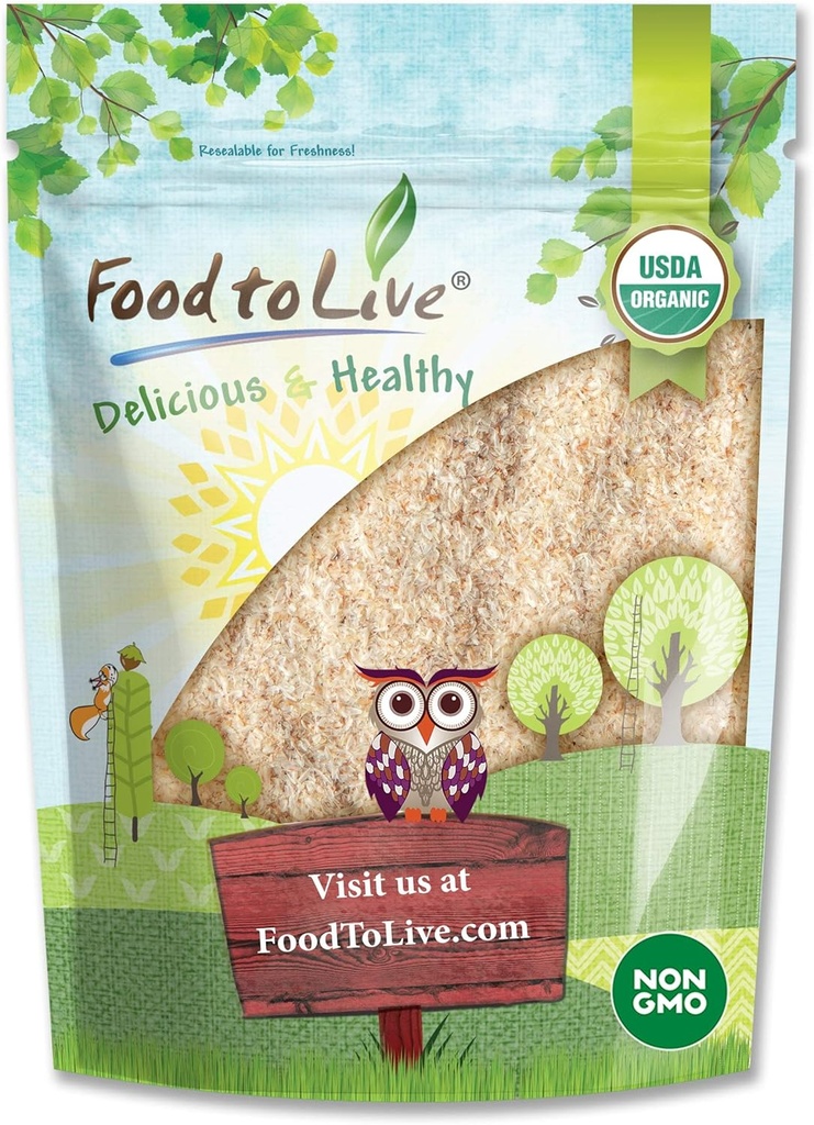 Dzīvi pārtika - Organisks vesels Psylium Husks, 4 Ounces - ne-GMO pārslas, Vegan, bagāts ar uztura Fiber, dabas pārtikas biezinātāju, liels Cepšanai