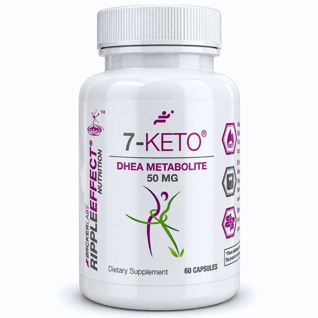 Bricker Labs 7-Keto DHEA Metabolīts 50 mg uztura papildinājums vielmaiņas atbalstam un enerģijas bilance, 60 kapsulas