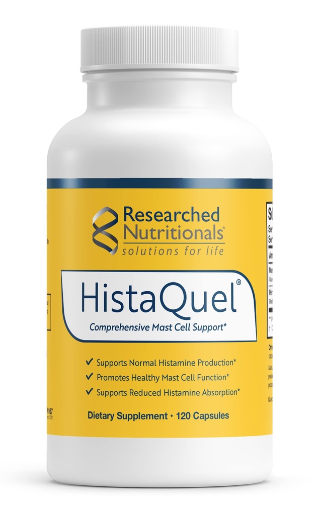 Pētīta uztura histaQuel - Dual-Action Histamine & Mast Cell Support Formula - Klīniski pētīta Flavonoid & Herbal Formula ar stinging Nattle & Black Cumin Seed Oil, 120 kapsulas