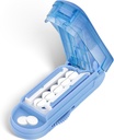 DUBSTAR Pill Cutter sadalītājs mazām un mazajām cilpiņām, vairākas tabletes mazām vai lielām cilpiņām, regulējams cilpveida sadalītājs ar centrifūgas ierīci un aizsargs daudzplāksnītēm (Pale Blue)