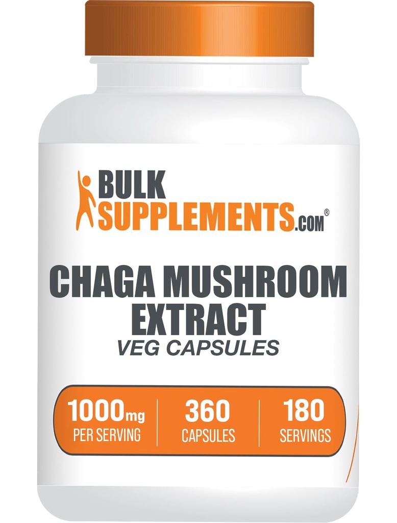 BulkSupplements.com Chaga Sēņu ekstrakts Kapsulas - Chaga ekstrakts, Chaga Sēnes - Bez vegānām un glutēna, 2 kapsulas uz vienu Kalpotāju (1000mg), 360 skaitļa (1. iepakojums)
