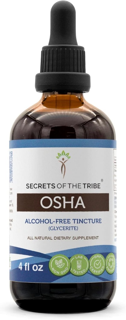 Noslēpumi no Tribe OSHA bezspirta šķidruma ekstrakta, Atsponsīvi audzēti OSHA (Ligusticum porteri) Kaltēts Sakne 4 FL OZ