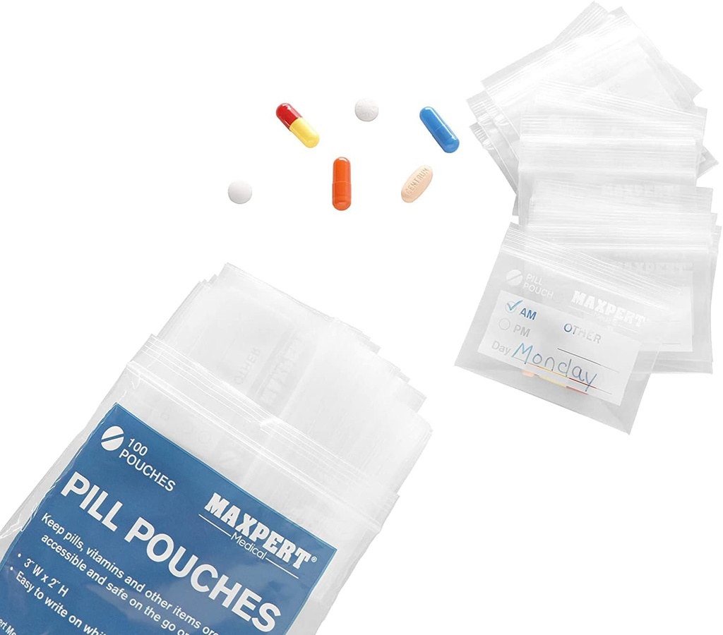 Pill maisiņi, plastmasas Pill somas (pack of 200) – Kabatas Travel Pill Baggies – Reselable Ciper Pill Organizators Pouch Bags – 3” x 2” – Dienas zāļu uzglabāšanas maisiņi – Skaidrs w / Write uz etiķetes