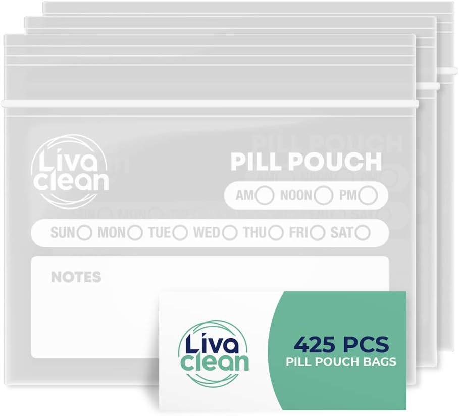 LivaClean 425 Pack Upgraded Biezuma Pill Paciņas Travel - Pill Bags, Medicine Bag Traveling