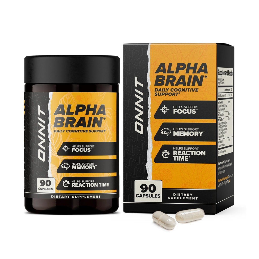 ONNIT alfa smadzeņu nootropās smadzeņu papildinājums fokusa, atmiņas, garīgās skaidrības, kognitīvo Support ar L-Teanīnu un vitamīnu B6, 90 Skaits