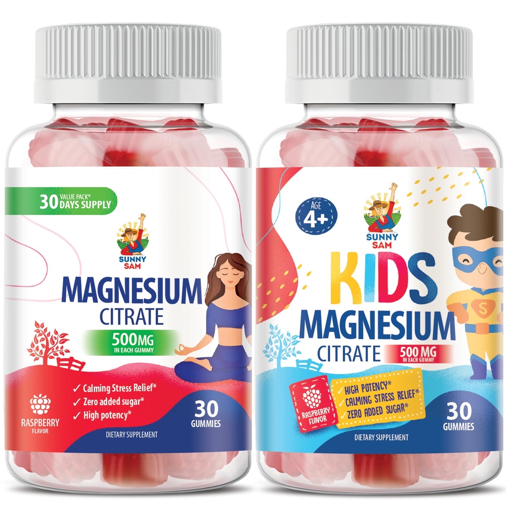 Magnija Gumijas bērniem - 500mg un magnija Gumijas pieaugušajiem - 500mg.Calm magnija košļājamās rotaļlietas - magnija citrāts košļājamās piedevas Mood & Muskuļu atbalsts