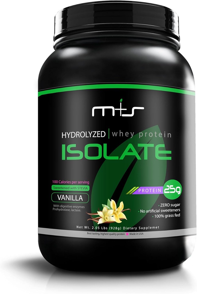 M+S 100% Zāles barotne - Hidrolizēts sūkalu proteīns Bez pulvera, ātras absorbcijas, vieglas gremošanas, saldināta (Vanilla, 2.05 Lb)