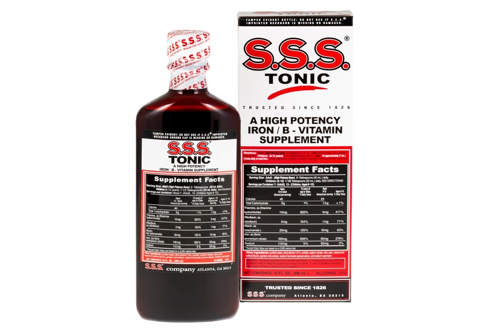 S.S. Tonisks, dzelzs un B vitamīna papildinājums, augstas potences vitamīni, pudele, 10 Fl Oz (1. iepakojums)