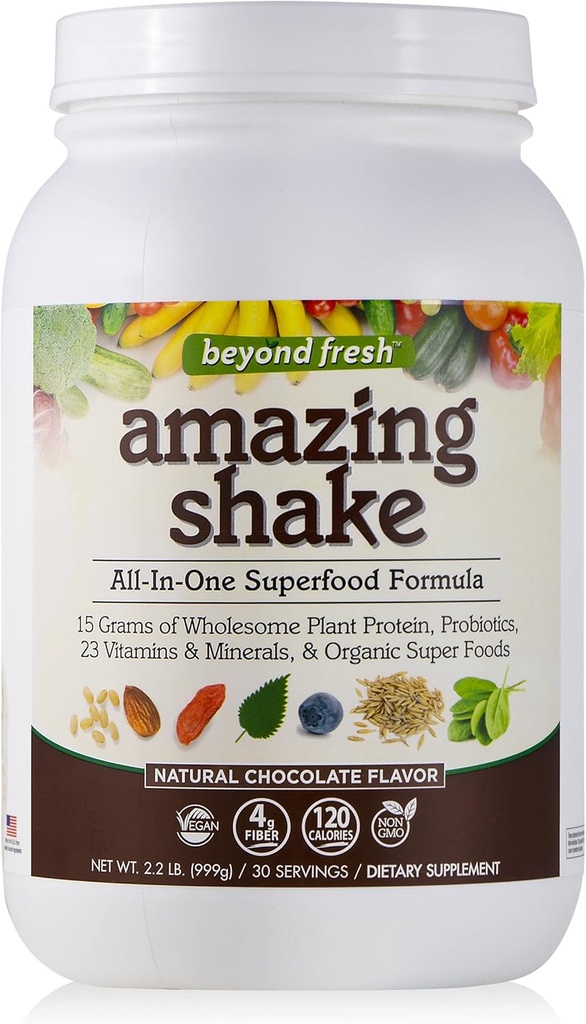 Papildus svaigi pārsteidzošs Shake, Superfood Formula, augu olbaltumvielas balstīta, zema neto ogļhidrāti, pilnpārtikas olbaltumvielas, ēdienreizes aizvietošana, dabas Šokolādes Flavor, 999 Grams, White