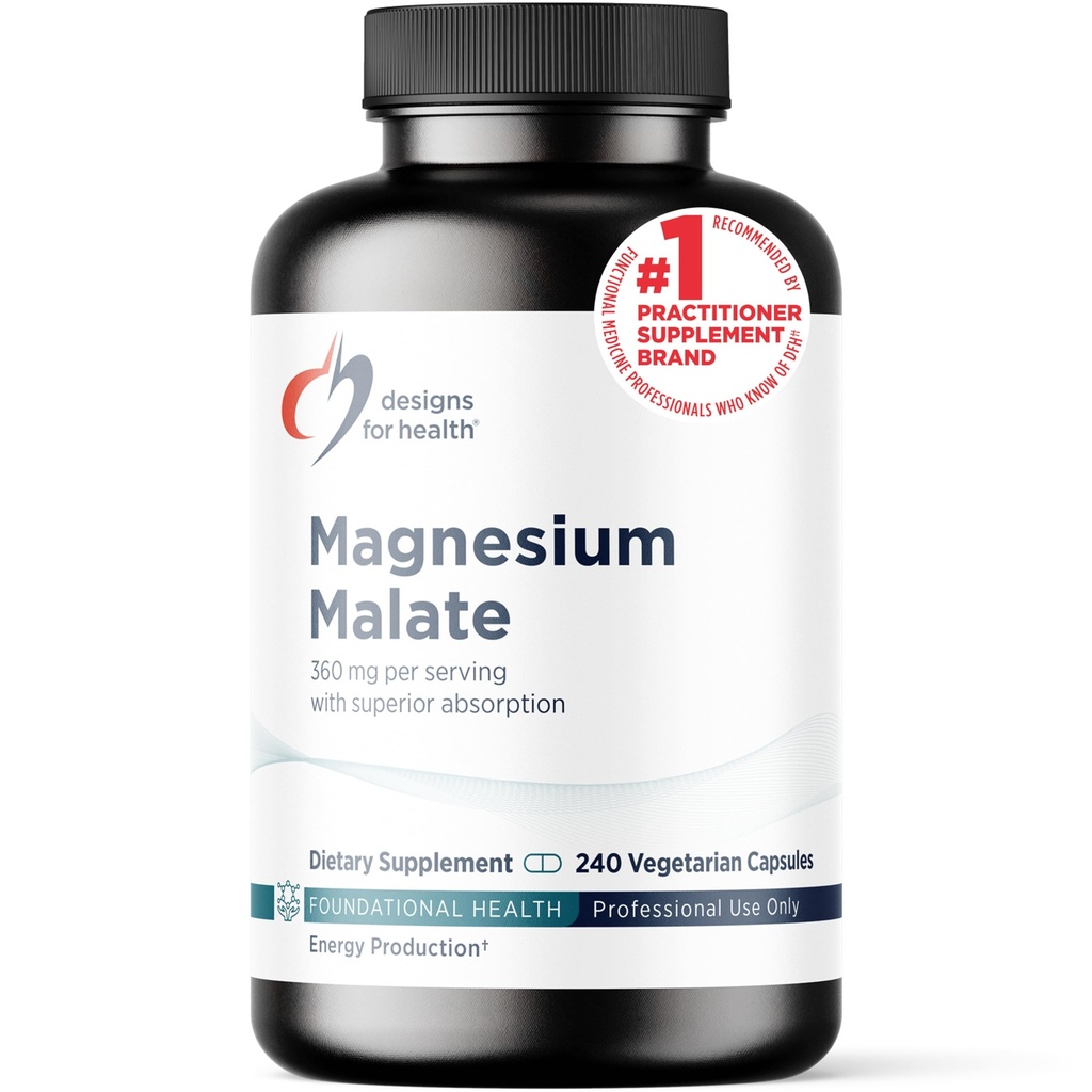 Dizaini veselībai Magnija malāts - helāts magnijs kā di Magnija malāts - ļoti biopieejams forma, lai atbalstītu enerģiju, kaulu veselība + muskuļu reģenerācija (240 magnija malāta kapsulas)