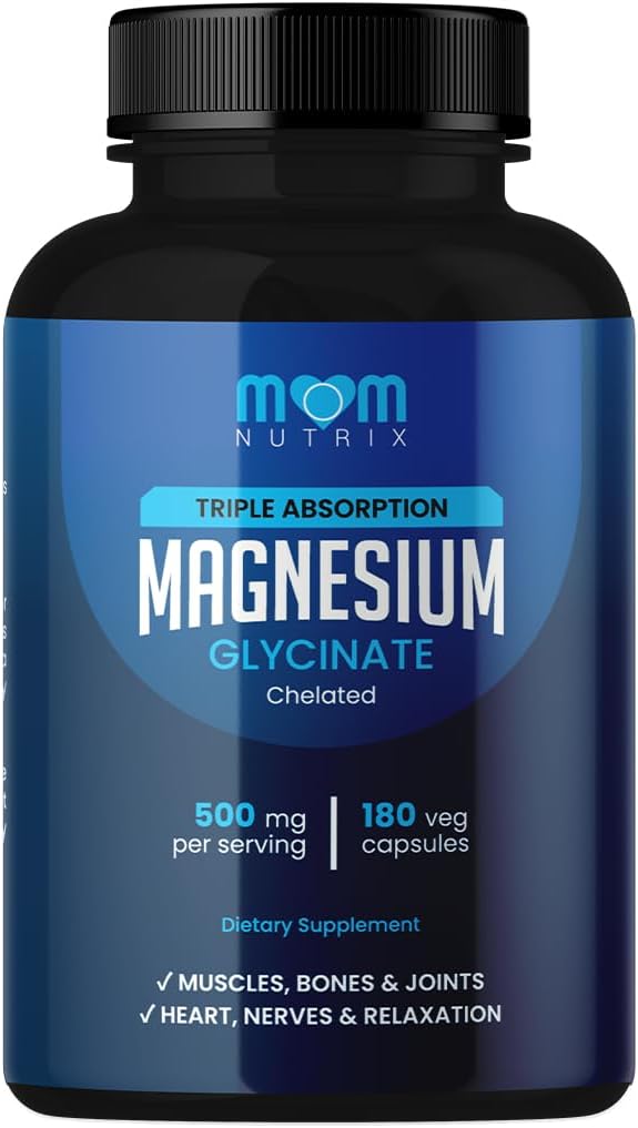 Magnija glicināts - 500 mg Helēts Triple Absorbcija Magnijs - Sirds, kauli, locītavu atbalsts - Calm & Relax- 180 kapsulas