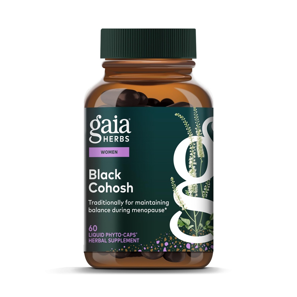 Gaia Herbs Black Cohosh - Menopauzes atbalsta papildinājums, lai palīdzētu uzturēt Hormonu līdzsvaru un veselību sievietēm - ar Organic Black Cohosh - 60 Vegan šķidruma Phyto-Capsules (30 dienu piegādes)