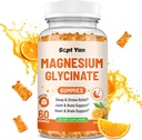 Magnija gumijas pieaugušajiem - magnija glicināts Papildinājums ar vitamīnu B6, L- teanīnu, D vitamīnu, CoQ10 - magnija komleksi Gumijas pārslām, kauliem un muskuļiem, bez cukura oranžais Flavors 60 sn