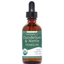Herb Lore Organic Dandelion & Nattle Tincture - šķidrā Dandelion Leaf & Sting Nettle Leaf ekstrakta pilieni (2 fl oz)
