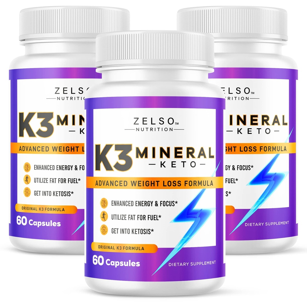 ZELSO (3 Pack) K3 Minerāls Svara zaudēšanas tabletes sievietēm un vīriešiem, K3 Minerāls Tabletes - K3 Sāls Minerāls, Vitamīns + K3 Kapsulas Papildinājums Keto Svara zudums - 3 mēneši Piegādes