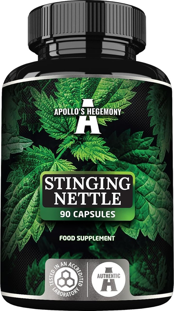 APOLLO'S HEGEMONY Stinging Nattle 500 mg - Augsta stipruma ekstrakts DER 4:1, 90 Vegan kapsulas, 3 mēnešu piegādes, augu papildinājums, lai atbalstītu sirds un asinsvadu veselību